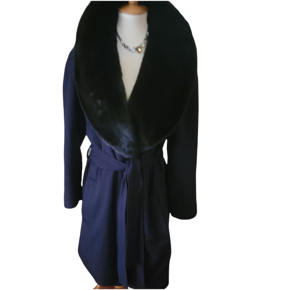 🔥SALE🔥YVES SAINT LAURENT |VNTG WOOL/CASHMERE WRAP COAT W/BLK MINK SHAWL COLLAR - Picture 7 of 16